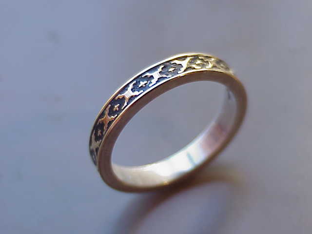 W6791  Navajo  Sterling Hand Made Gold Overlay Ring   M. M. Rogers 